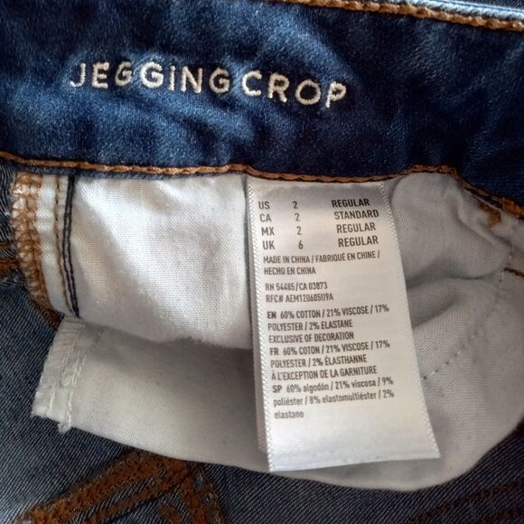 AMERICAN EAGLE Jegging Crop Mid Rise Sz 2 Women's Jrs Distressed Stretch Jeans - Picture 4 of 4